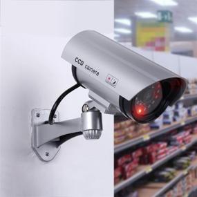 img 1 attached to 📷 Dummy Security Camera with Realistic Flashing Lights and Warning Sticker - Effective Fake CCTV Surveillance System (1, Silver)