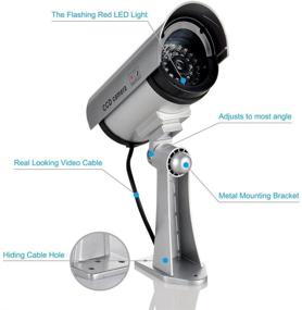 img 3 attached to 📷 Dummy Security Camera with Realistic Flashing Lights and Warning Sticker - Effective Fake CCTV Surveillance System (1, Silver)