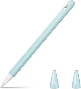 img 4 attached to Fintie Silicone Sleeve for Apple Pencil 2nd Generation: Frozen Blue, Soft Protective Grip with Nib Covers - Buy Now!