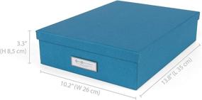 img 1 attached to 📦 Turquoise Bigso Oskar Fiberboard Label Frame Document Letter Box: Compact & Stylish Storage Solution, 3.3 x 10.2 x 13.8 in