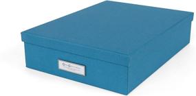 img 2 attached to 📦 Turquoise Bigso Oskar Fiberboard Label Frame Document Letter Box: Compact & Stylish Storage Solution, 3.3 x 10.2 x 13.8 in