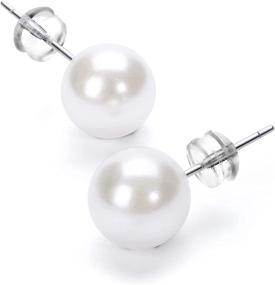 img 4 attached to 💎 Jugalstar Pearl Stud Earrings: Hypoallergenic Freshwater Pearl Ear Rings for Women - 4mm to 12mm Sizes Ideal for Bridesmaids Gifts