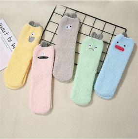 img 3 attached to 🎄 Womens Christmas Fuzzy Socks: Warm Cozy Winter Socks with Soft Fluffy Cartoon Monster Design - Athletic Indoor Socks for Women