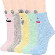 🎄 womens christmas fuzzy socks: warm cozy winter socks with soft fluffy cartoon monster design - athletic indoor socks for women логотип