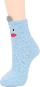 img 1 attached to 🎄 Womens Christmas Fuzzy Socks: Warm Cozy Winter Socks with Soft Fluffy Cartoon Monster Design - Athletic Indoor Socks for Women