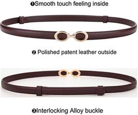 img 3 attached to 👗 ALAIX Women's Leather Skinny Belt for Dress - Adjustable Thin Waist Belt with Golden Buckle for Lady Waistband