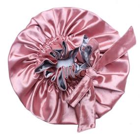 img 4 attached to 🌙 Adjustable Extra Large Satin Night Cap for Women Lady Girls - Ideal Sleep Bonnet for Long/Curly Hair - Double-Layer, Soft & Breathable