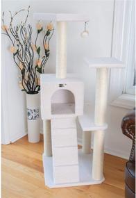 img 2 attached to Armarkat B5301 53-Inch Cat Tree: Stylish Ivory Climbing Paradise for Cats