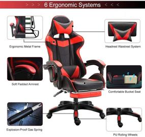 img 1 attached to 🎮 Sibosen High Back Gaming Chair, Ergonomic PU Leather Desk Chair with Adjustable Recline, Swivel, Footrest, Lumbar Support, Headrest, Armrest - Red