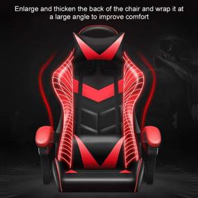 img 3 attached to 🎮 Sibosen High Back Gaming Chair, Ergonomic PU Leather Desk Chair with Adjustable Recline, Swivel, Footrest, Lumbar Support, Headrest, Armrest - Red