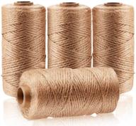 4pcs natural jute twine (1312 foot), industrial craft twine string for packing gifts, diy crafts, decoration, bundling, gardening, and recycling logo