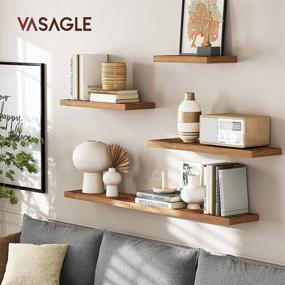img 3 attached to 📸 VASAGLE Wall Shelf, Vintage Floating Shelf 15.7 inch, Hanging Shelves Wall Mounted, for Photos, Décor, Rustic Brown ULWS24BX