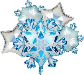 img 4 attached to ❄️ Winter Holiday Birthday Decor Balloons - Snowflake Star Shapes, Mylar Foil, Christmas Theme