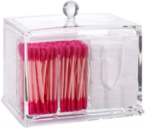 img 4 attached to Organizer for Makeup Cotton Pads, Swabs, and Cosmetics 💄 Storage - PuTwo Cotton Pads Holder and Dispenser with 4 Sections