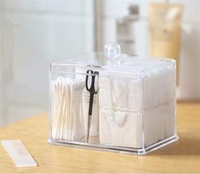 img 2 attached to Organizer for Makeup Cotton Pads, Swabs, and Cosmetics 💄 Storage - PuTwo Cotton Pads Holder and Dispenser with 4 Sections