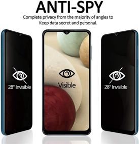 img 2 attached to 🔒 Улучшенный защитный экран YWXTW Privacy для Samsung Galaxy A12/A32 5G/A42 5G/A02S - Защитное стекло от шпионов, 2 шт. (Черный)