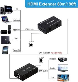 img 3 attached to 🔌 avedio links 196ft/60м HDMI Extender по кабелю Cat 5e/6/7, цифровой адаптер HDMI через Ethernet с поддержкой полного HD 1080P 3D, копирование EDID, насыщенная цветопередача - совместим с Fire Stick, Roku, Blue-ray.