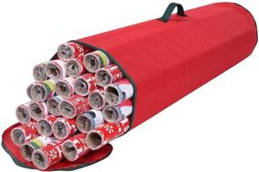 img 4 attached to 🎁 Primode Wrapping Paper Storage Bag - Under Bed Organizer for Multiple Rolls of Gift Wrap | Durable 600D Oxford Material (Red) – 40” Length Container