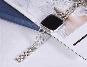 img 3 attached to 💎 Stylish Silver Bracelet with Diamond for Women | Surace Compatible with Fitbit Versa 3 and Fitbit Sense Bands Smart Watch Replacement