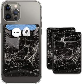 img 4 attached to 📲 Marble Adhesive Phone Wallet: Stick-on Credit Card Holder for Android Phone Case - 2pcs