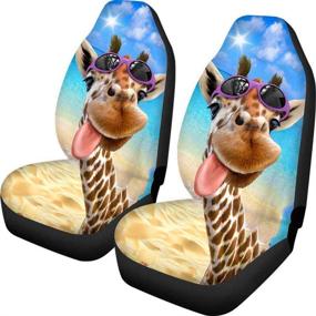 img 4 attached to 🦒 Upetstory Funny Giraffe Design Car Seat Covers: Washable Protectors for Front Seats in Cars, Trucks & SUVs