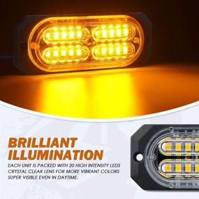 img 2 attached to 🚨 Xprite Amber Emergency Strobe Lights Kit: Ultra Slim Flush Mount, 20 LED, for Vehicles, Trucks, SUVs and More - 4PCS