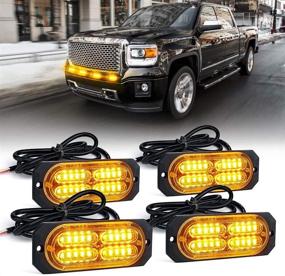 img 4 attached to 🚨 Xprite Amber Emergency Strobe Lights Kit: Ultra Slim Flush Mount, 20 LED, for Vehicles, Trucks, SUVs and More - 4PCS