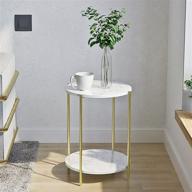 🔶 stunning marble gold end side table: elegant bedside table nightstand with shelf for bedroom & living room décor logo