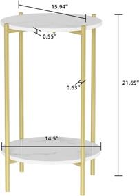 img 1 attached to 🔶 Stunning Marble Gold End Side Table: Elegant Bedside Table Nightstand with Shelf for Bedroom & Living Room Décor