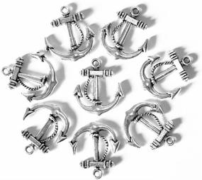 img 2 attached to ⚓ Yueton Vintage Silver Anchor Charms: 50pcs Metal Beads for Jewelry Making and Accessory