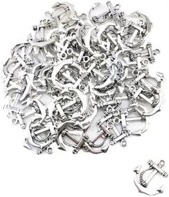 img 3 attached to ⚓ Yueton Vintage Silver Anchor Charms: 50pcs Metal Beads for Jewelry Making and Accessory