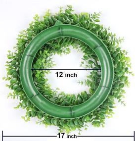 img 2 attached to 🌿 SHACOS Artificial Eucalyptus Greenery Wreath - 17 inch Spring Green Leaves for Front Door, Farmhouse, Indoor Outdoor Home Decor - Boxwood Wreath Ideal for Window, Wall, Party, Wedding