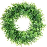 🌿 shacos artificial eucalyptus greenery wreath - 17 inch spring green leaves for front door, farmhouse, indoor outdoor home decor - boxwood wreath ideal for window, wall, party, wedding логотип