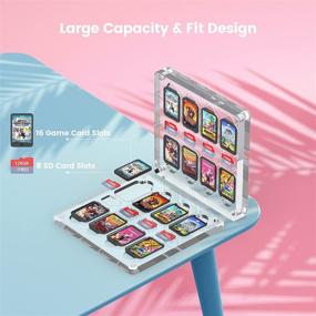 img 2 attached to 🎮 Leapblue Game Card Case for Nintendo Switch, Shockproof Cartridge Holder with 16 Games Card & 8 SD Cards, Acrylic Game Card Holder Game Storage Box