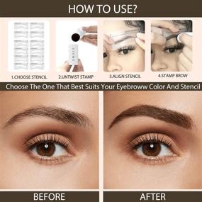 img 1 attached to 👁️ Effortlessly Defined Brows: Waterproof One Step Brow Stamp Kit with Dark Brown Eyebrow Stencil Set - 6 Pairs of Reusable Stencils