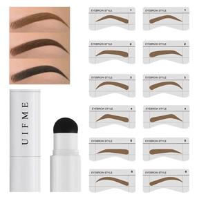 img 4 attached to 👁️ Effortlessly Defined Brows: Waterproof One Step Brow Stamp Kit with Dark Brown Eyebrow Stencil Set - 6 Pairs of Reusable Stencils