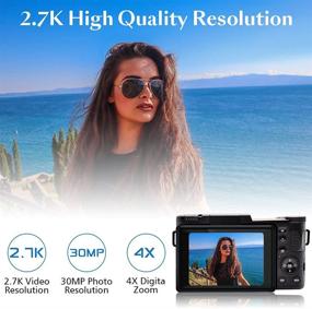 img 3 attached to 📷 30MP Digital Vlogging Camera with Retractable Flash Light and 3 Inch Flip Screen - 2.7K Resolution for YouTube (Fixed Focus, No Wifi)
