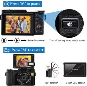 img 1 attached to 📷 30MP Digital Vlogging Camera with Retractable Flash Light and 3 Inch Flip Screen - 2.7K Resolution for YouTube (Fixed Focus, No Wifi)
