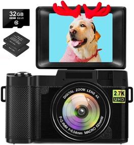 img 4 attached to 📷 30MP Digital Vlogging Camera with Retractable Flash Light and 3 Inch Flip Screen - 2.7K Resolution for YouTube (Fixed Focus, No Wifi)