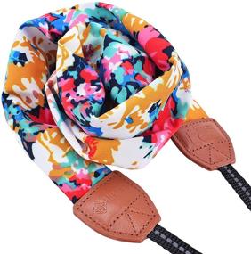 img 1 attached to LIFEMATE Scarf Camera Strap for DSLR, Universal 📷 Neck Strap with Bohemian Floral Print – Ethnic Flower1