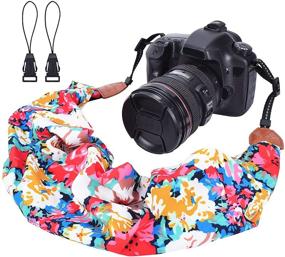 img 4 attached to LIFEMATE Scarf Camera Strap for DSLR, Universal 📷 Neck Strap with Bohemian Floral Print – Ethnic Flower1