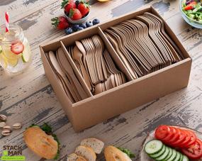 img 3 attached to 🌱 Stack Man 100% Compostable Plastic Silverware, Large Premium Heavy-Duty Flatware Utensils - Eco-Friendly, BPi Certified, 7.5 Inch, Natural Wood-Colored Tableware