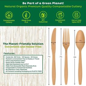 img 2 attached to 🌱 Stack Man 100% Compostable Plastic Silverware, Large Premium Heavy-Duty Flatware Utensils - Eco-Friendly, BPi Certified, 7.5 Inch, Natural Wood-Colored Tableware