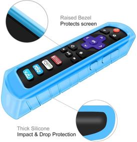 img 2 attached to Футляр Fintie Protective Case для стримингового плеера Roku Stick 3600R, проводной пульта управления для ТВ TCL Roku TV RC280 - CaseBot (серия Honeycomb) лёгкий (антискользящий) силиконовый чехол с покрытием от ударов и светящийся голубым цветом.