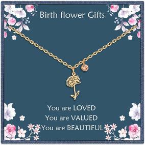 img 4 attached to 🌸 Nupdot Birth Flower Necklaces: 14K Gold Plated Floral Birthstone Pendant Necklaces - Unique Birthday Gifts for Women, Mom, and Friends