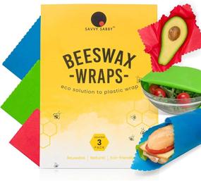 img 4 attached to 🐝 Beeswax Food Wrap - Assorted 3 Pack with Cotton Bag - Natural Beeswax Cloth - Reusable Wrap for Food Storage and Freshness