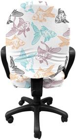 img 3 attached to 🐠 Lunarable Aquarium Office Chair Slipcover, Vibrant Goldfish and Perch Outline Drawing, Subaquatic World Animals, Stretch Decorative Fabric Cover, Standard Size, Multicolor