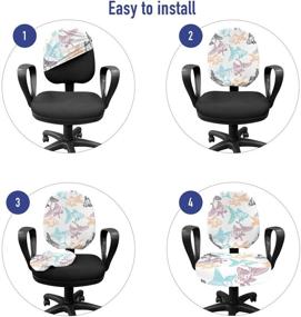 img 1 attached to 🐠 Lunarable Aquarium Office Chair Slipcover, Vibrant Goldfish and Perch Outline Drawing, Subaquatic World Animals, Stretch Decorative Fabric Cover, Standard Size, Multicolor