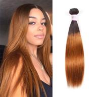 👱 stunning 1 bundle 14" ombre brazilian hair extensions: blonde 1b/30 black to dark brown silky straight human hair logo