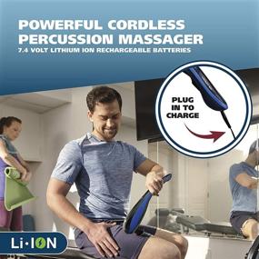 img 3 attached to WAHL Deluxe Lithium Ion Cordless Percussion Handheld Massager - Deep Tissue, Muscle, Back, Neck, Shoulder, Full Body Pain Relief at Home, Car, Office, Travel - Blue